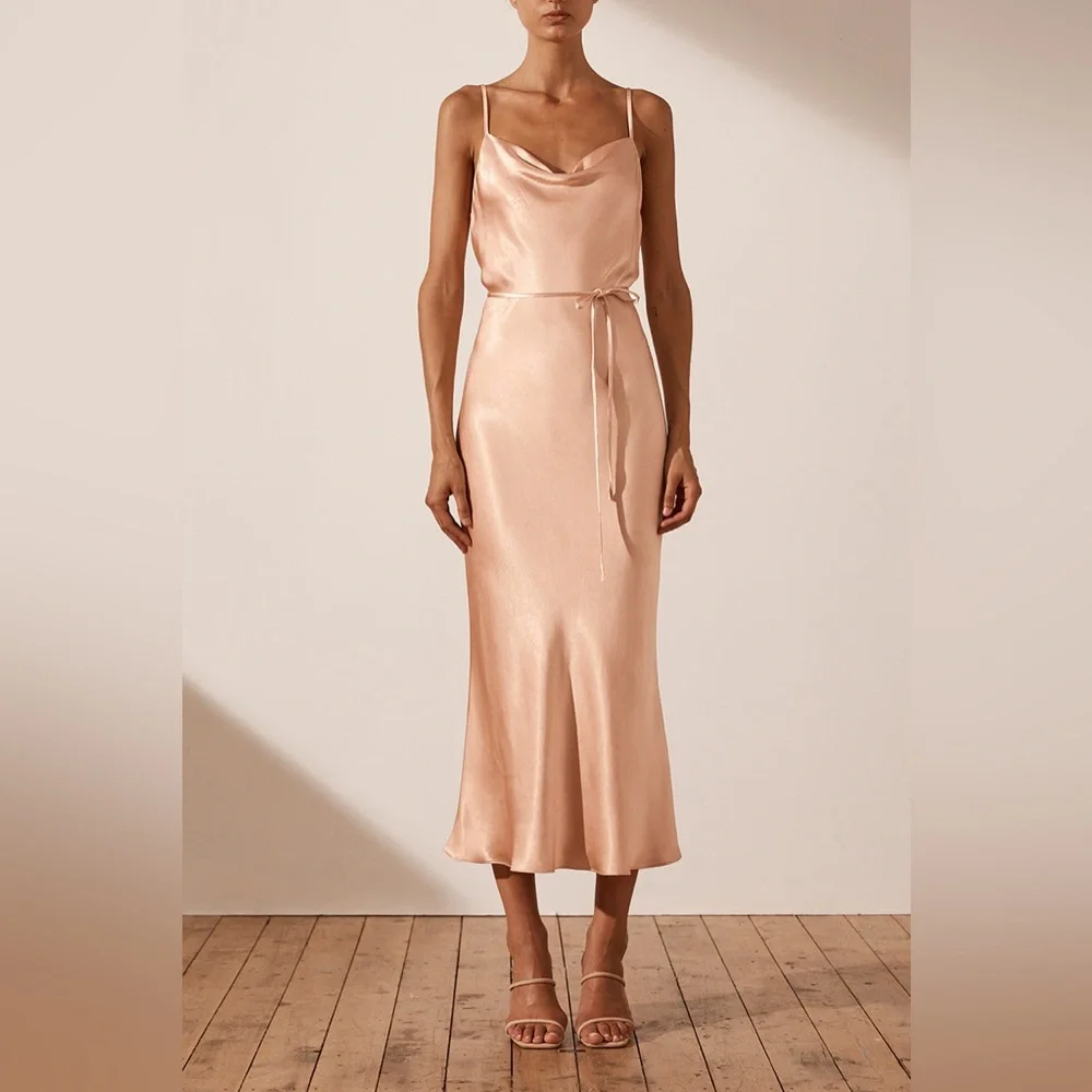 La Lune Bias Cowl MIDI Dress | Desert Rose | Size: 6 - Picture 1 of 5